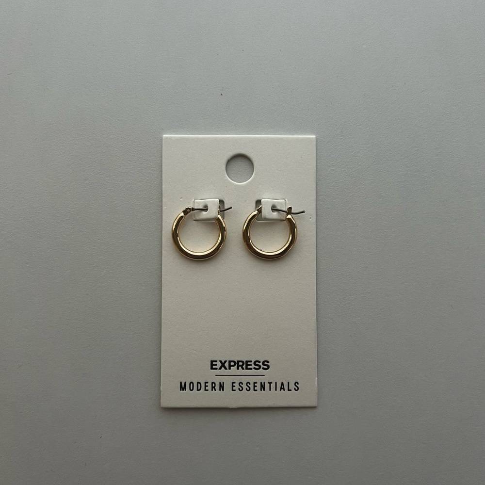 Express Medium Hoop Earrings Shiny Gold
